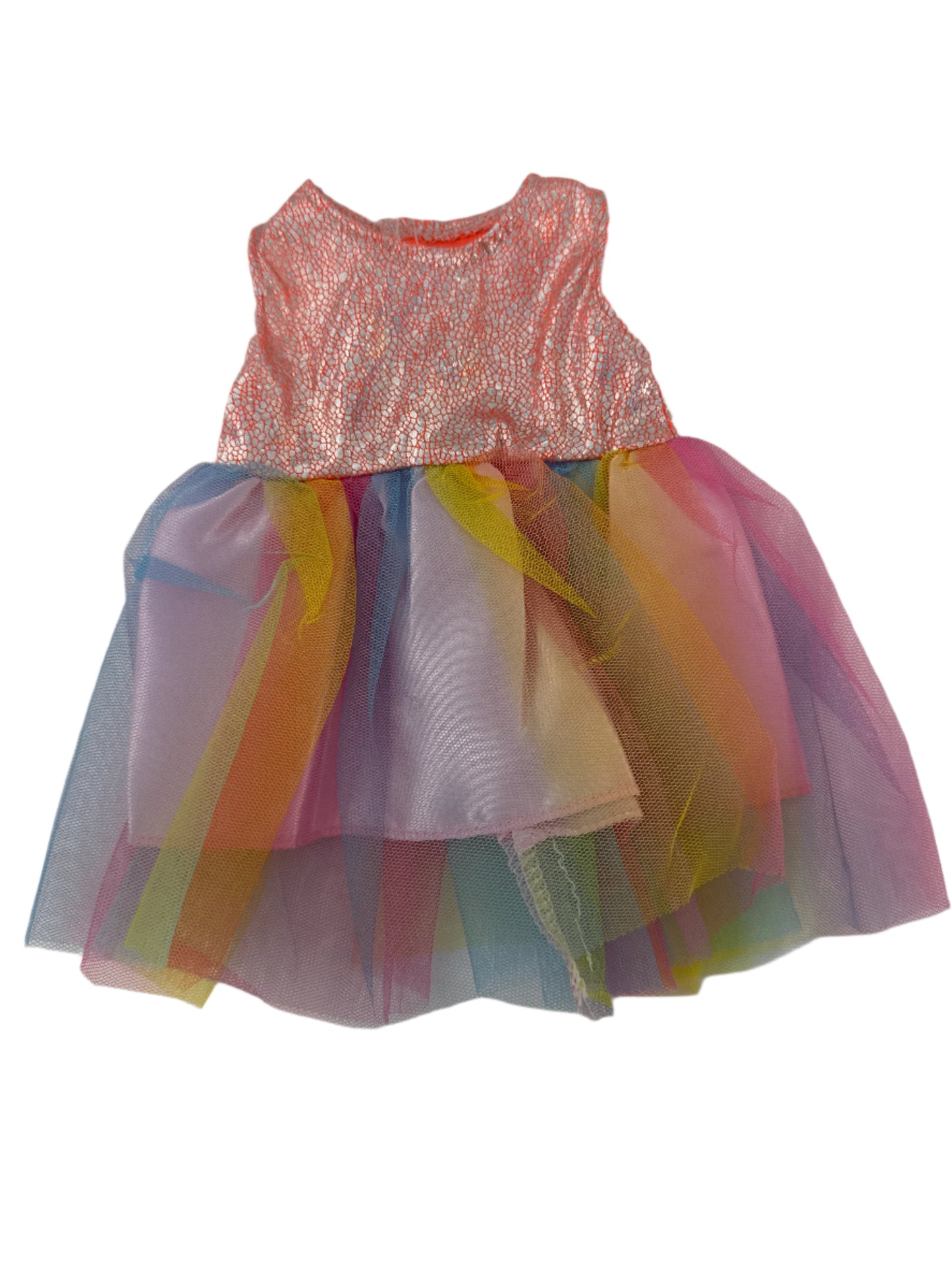 Orange Shimmer & Rainbow Tulle Dress