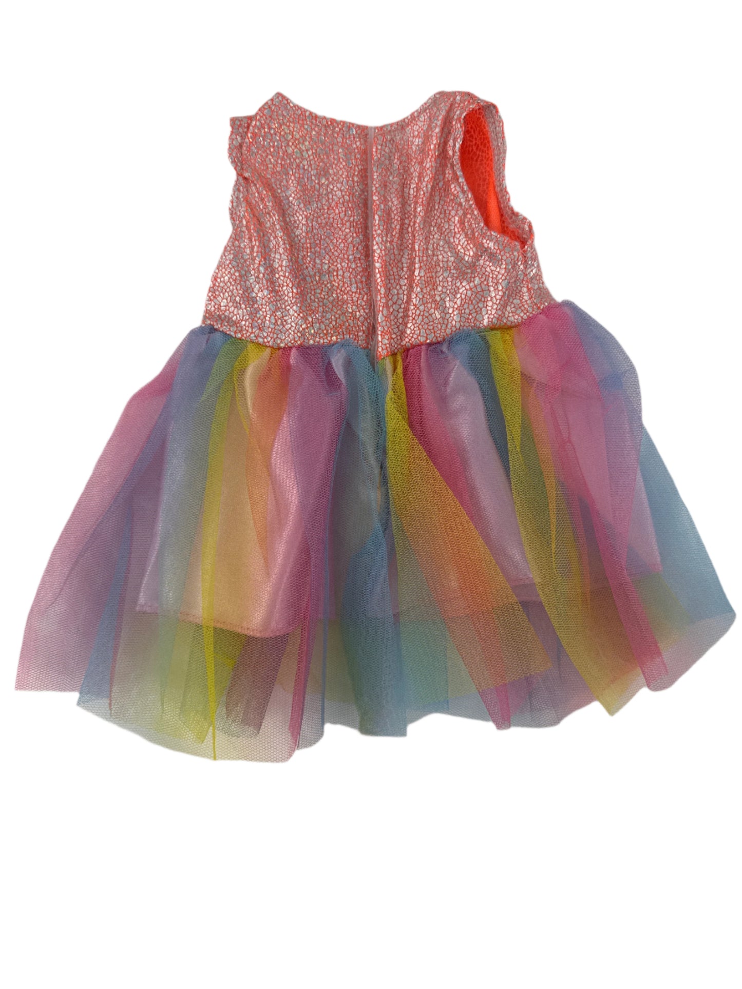 Orange Shimmer & Rainbow Tulle Dress