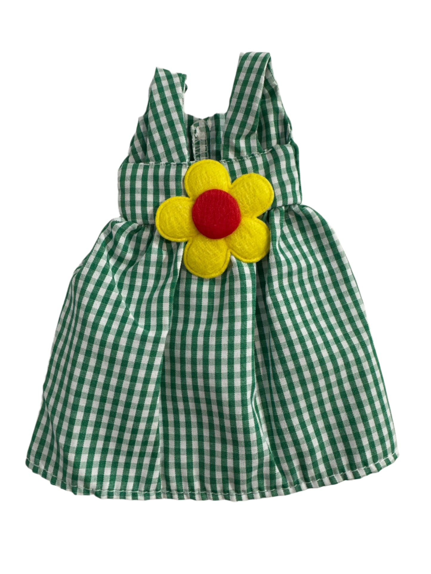 White & Green Striped Dress With Sunflower