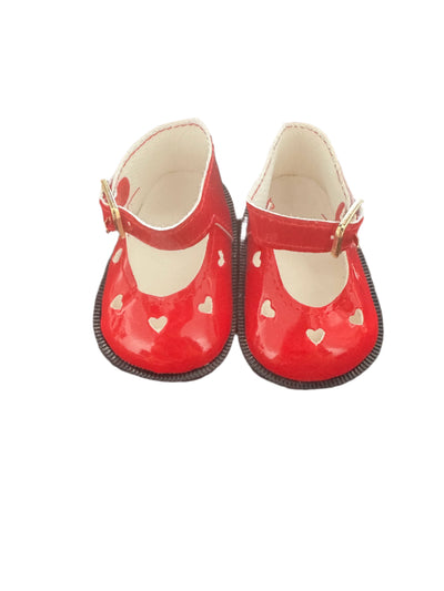 Red Heart Pattern Mary Jane Shoes